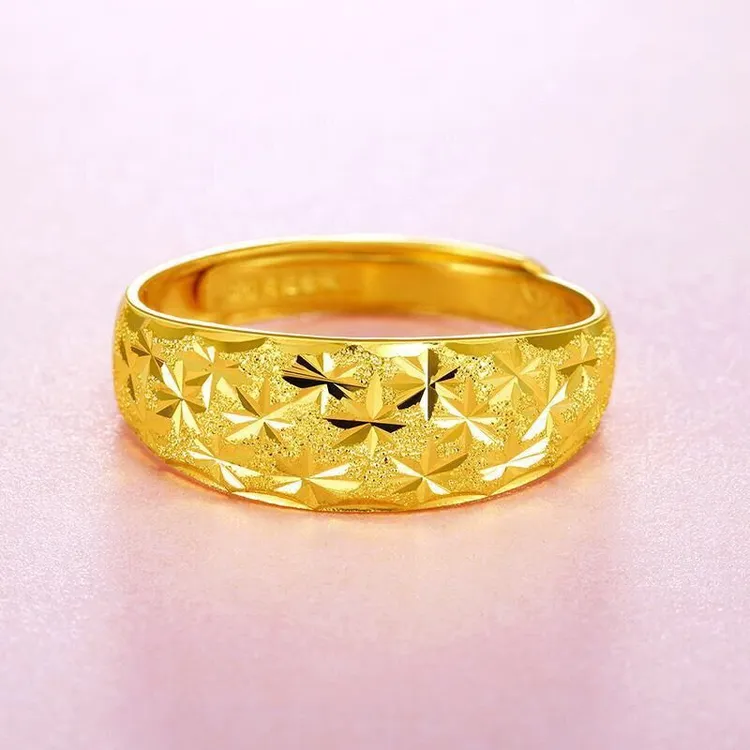 合金戒指 时尚首饰满天星金色可调节戒指男女指环饰品情侣对戒