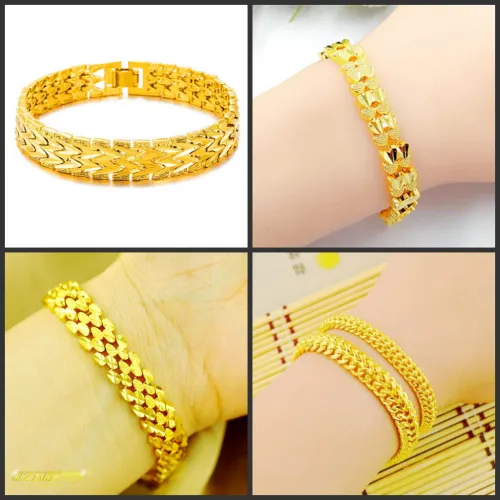 铜合金手链 时尚精美黄金色男女款 手链气质百搭情侣简约女士首饰