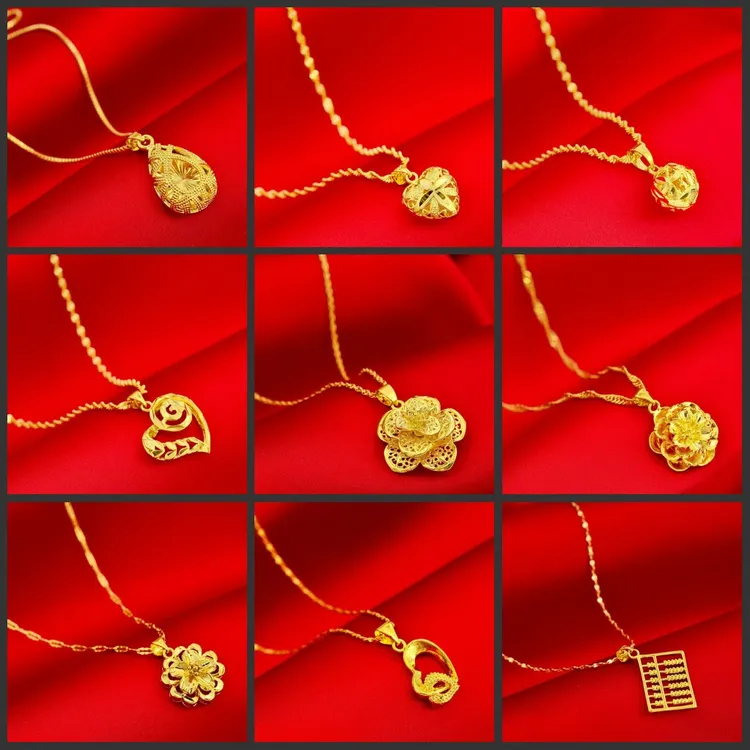 合金项链 时尚百搭精美黄金色项链女款 磨砂气质经典简约女士首饰