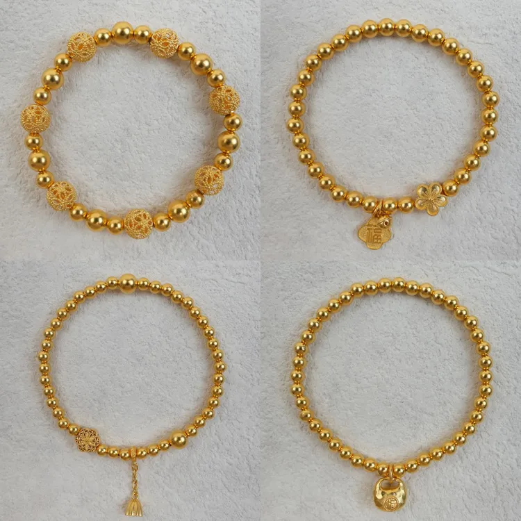 阿行•足金999【手串合集】古法黄金磨砂金珠百搭-不支持七天无理由