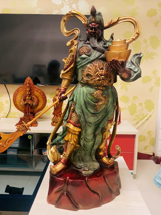 精品黄铜高温热着色关公