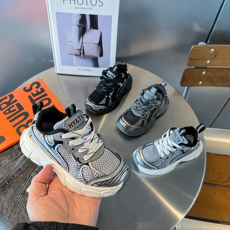 儿童运动鞋2024春季新款男童鞋子透气网面老爹鞋韩版休闲鞋潮