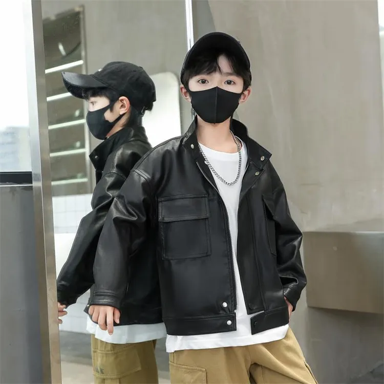 男童秋季外套春秋款2024新款炸街痞帅中大儿童秋装男孩皮衣夹克潮