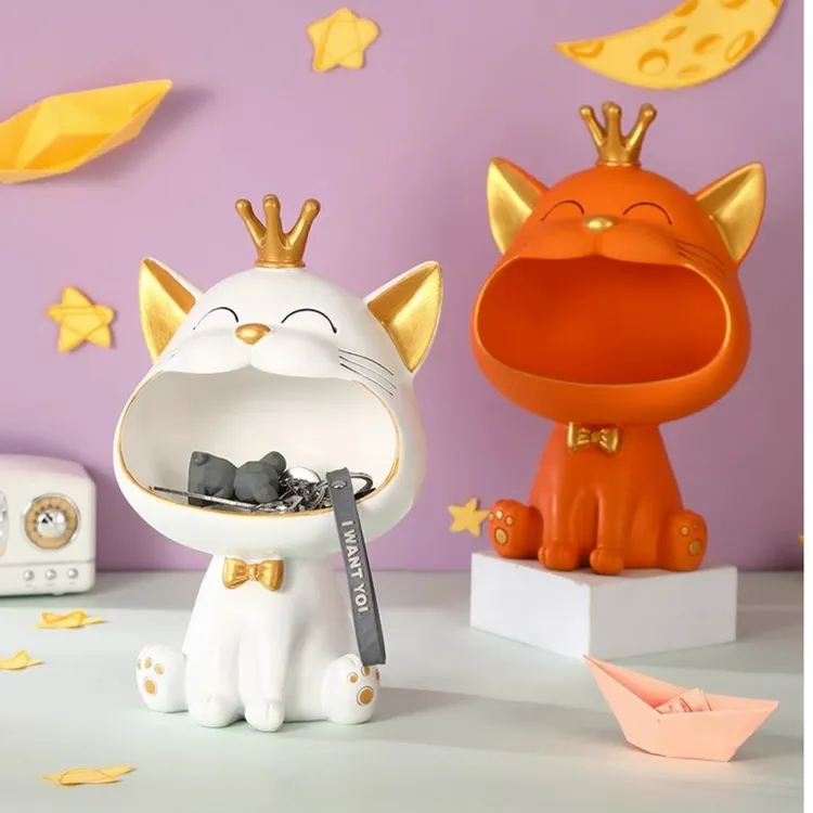 女孩精致网红招财猫钥轻奢钥匙收纳摆件桌面玄关鞋柜客厅装饰摆件