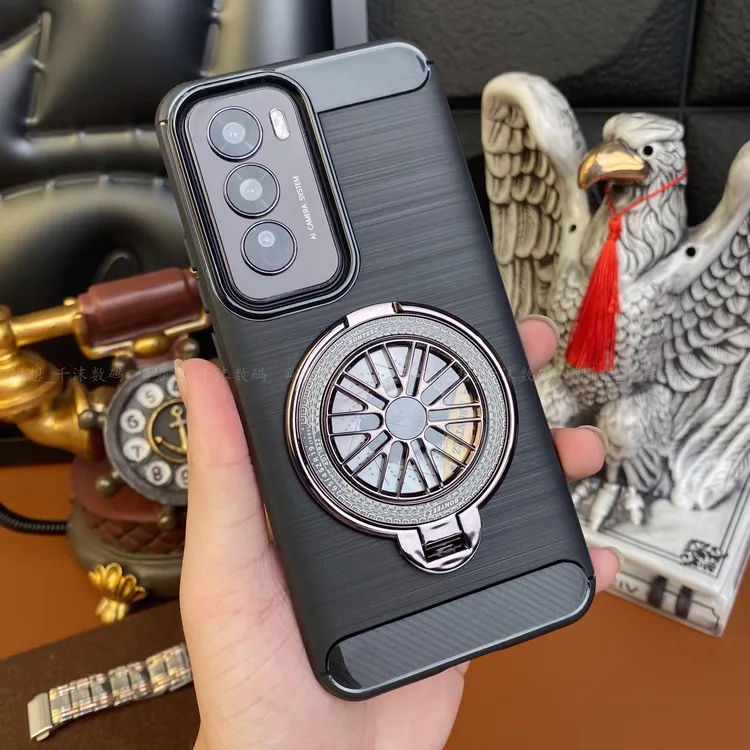 【解压陀螺支架+四角防摔】适用OPPOReno12碳纤纹拉丝磨砂手机壳