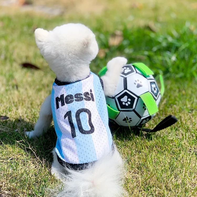足球明星梅西狗狗背心衣服夏季薄款世界杯内马尔球衣小型犬