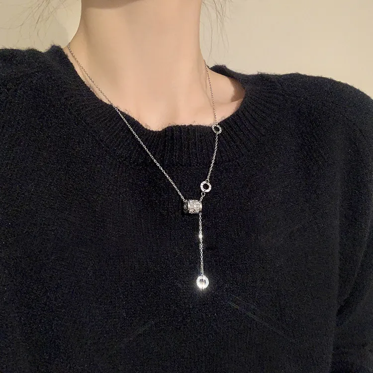 钛钢项链 流苏ins小蛮腰项链女轻奢小众气质锁骨链秋冬毛衣链男女