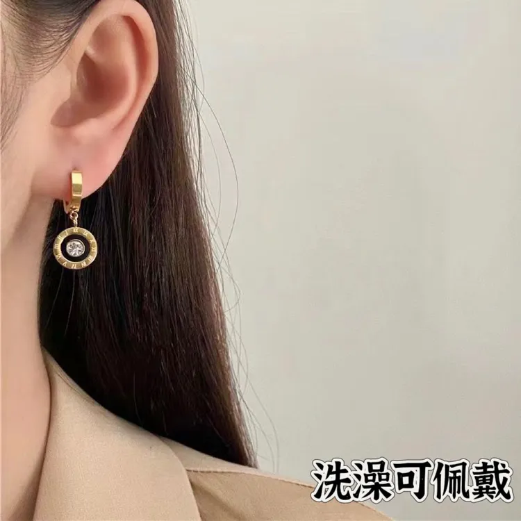 钛钢耳饰 小香风罗马数字耳环圆圈耳环时尚百搭小红ins轻奢耳钉女