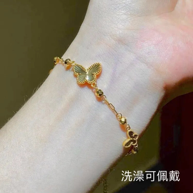 钛钢手链 不易掉色 玫瑰的故事明星同款蝴蝶手链女款轻奢气质手串