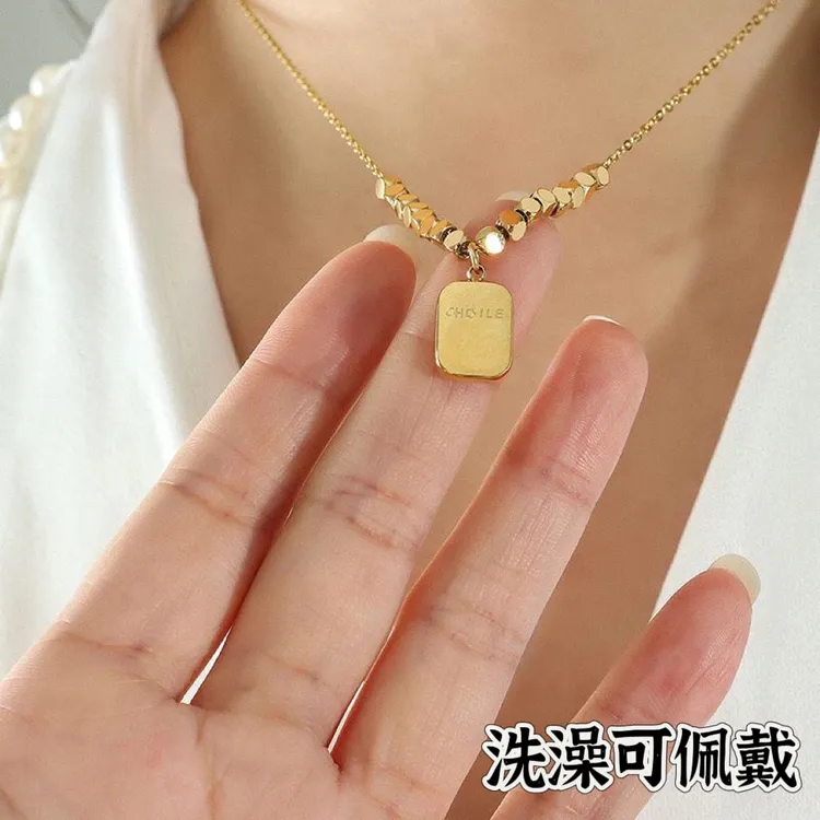钛钢项链 永不掉色碎金子饰品ins金色项链女轻奢小众高级感锁骨链
