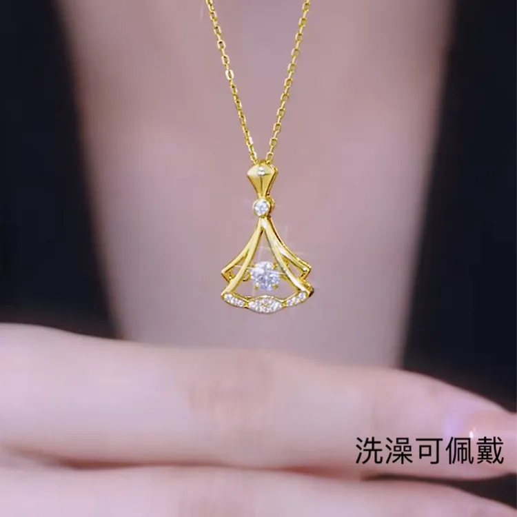 钛钢项链 镶嵌百搭灵动扇形项链女轻奢精致设计感吊坠ing锁骨链