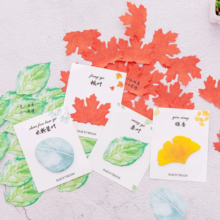 仿真叶子记事贴n次贴留言贴装饰可粘性可爱创意树叶便利贴便签纸