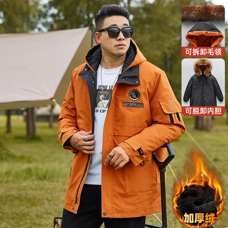 加肥加大码棉服男可拆卸内胆300斤200活里活面棉衣胖子派克服棉袄