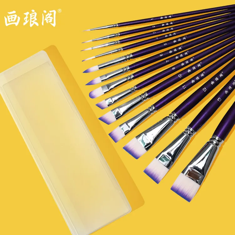 画琅阁彩绘笔刷套装儿童面部彩绘尼龙水彩画勾线便携压花易清洗