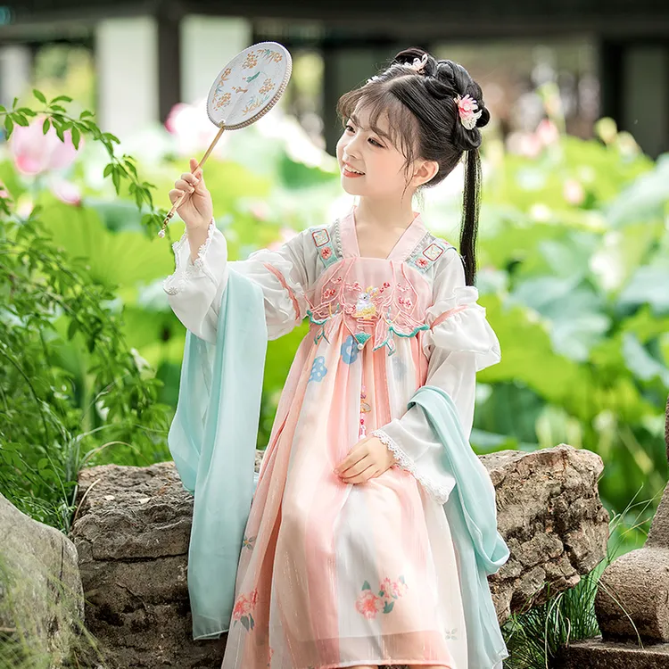 【奔月】女童汉服古装秋季超仙连衣裙中国风儿童唐装古风襦裙秋装