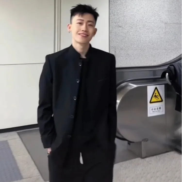 高级感痞帅新中式中山装夹克男春秋赵山河同款秋冬立领修身外套潮