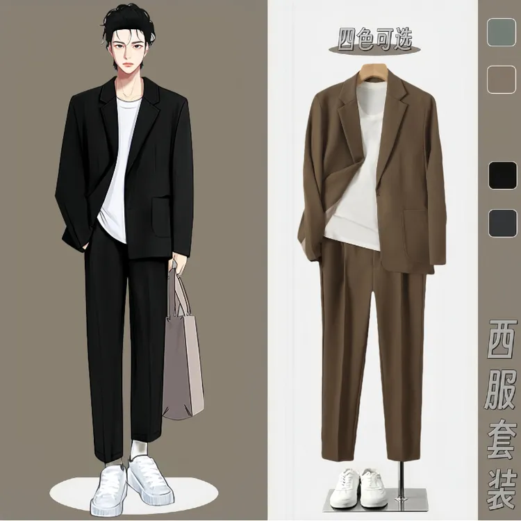 英伦西服套装男士韩版正装结婚礼服西装外套痞帅轻奢风制服休闲