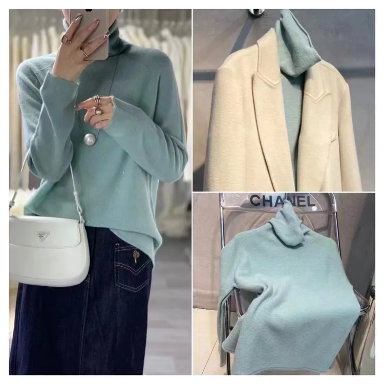 8807#高领软糯全羊毛针织衫女秋冬新款内搭打底衫保暖纯色潮流