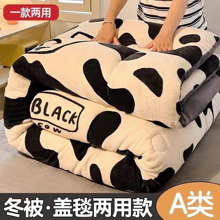 双面绒被子牛奶绒加厚双人双层秋冬保暖加厚棉被可机洗不易掉毛