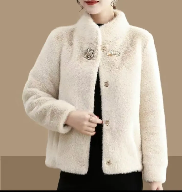 秋冬厚外套气质时尚毛毛高端外套冬季轻奢休闲保暖立领女士百搭