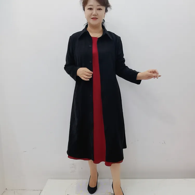 美美服饰长款时尚外套风衣中长款2662#款春秋季纯色外套长款风衣