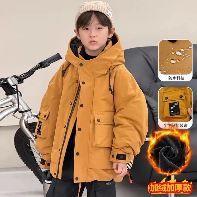 男童冬款外套2025新款冬季加绒加厚派克服中大儿童男孩冬装潮品