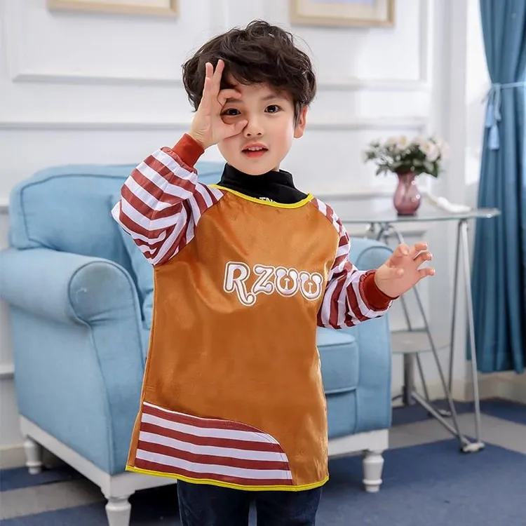 男女童水晶绒罩衣儿童秋冬加绒加厚反穿外穿幼儿园围裙围兜