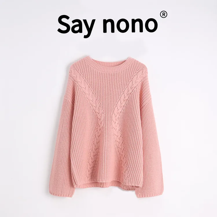 懒猫nono│Saynono 粗针绕花＿精仿巴素兰针织套头毛衣女 /T24173
