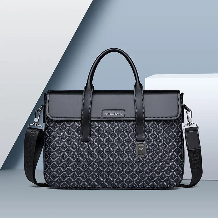 英皇保罗男士时尚公文包包翻盖式印花款商务电脑文件包单肩斜挎包