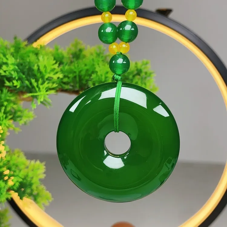 【镇店之宝】帝王大绿大平安扣吊坠(配珠链) 带证书带礼盒