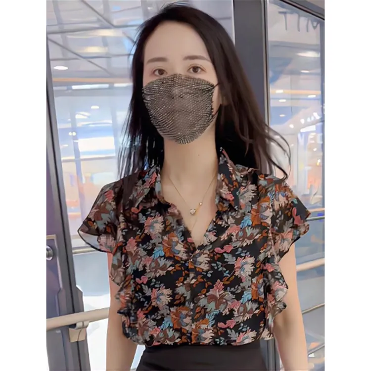 设计感碎花格调飞飞袖衬衫女2025新款高级感气质宽松显瘦洋气上衣