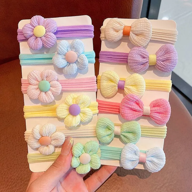 儿童头饰发饰花朵毛巾圈蝴蝶结发绳不伤发宝宝扎马尾高弹力头绳女