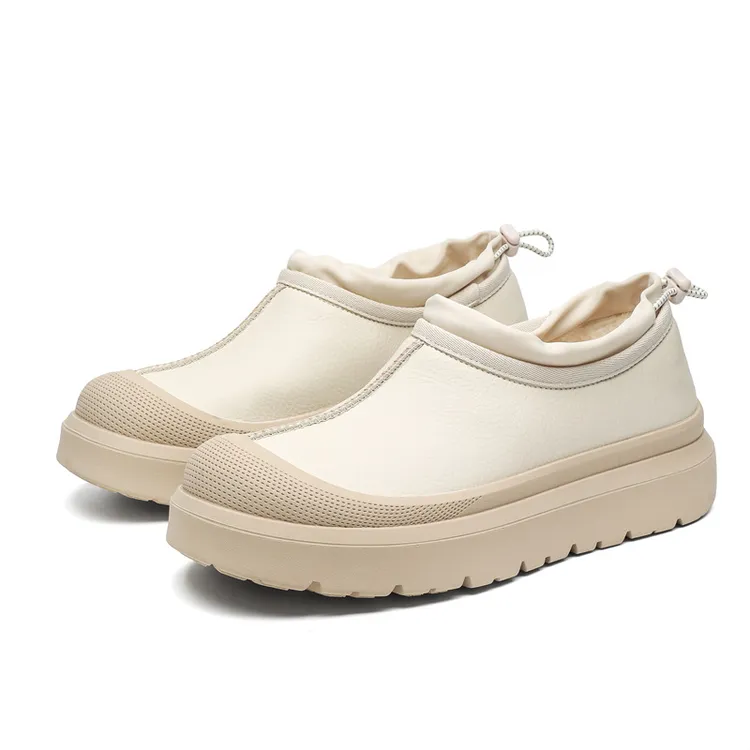 2024秋冬季皮毛一体加绒加厚厚底男女同款雪地靴情侣撞色棉鞋