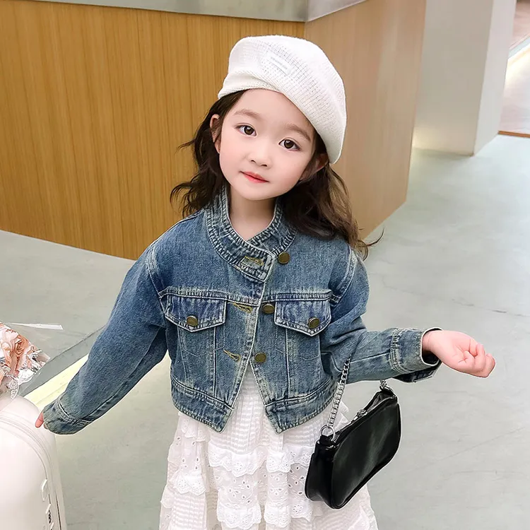 儿童春秋新款牛仔外套女孩韩版休闲百搭短款上衣女童时髦夹克儿童