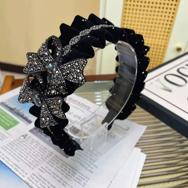 双层满钻蝴蝶结减龄气质高颅顶发箍A115