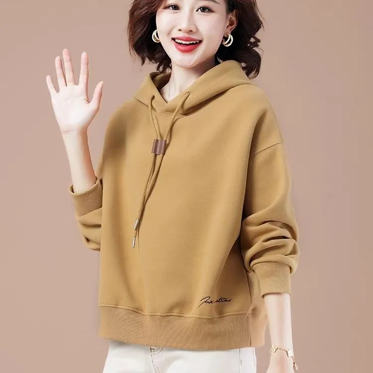 春季连帽卫衣女2024新款宽松休闲长袖上衣高级感春秋百搭套头上衣