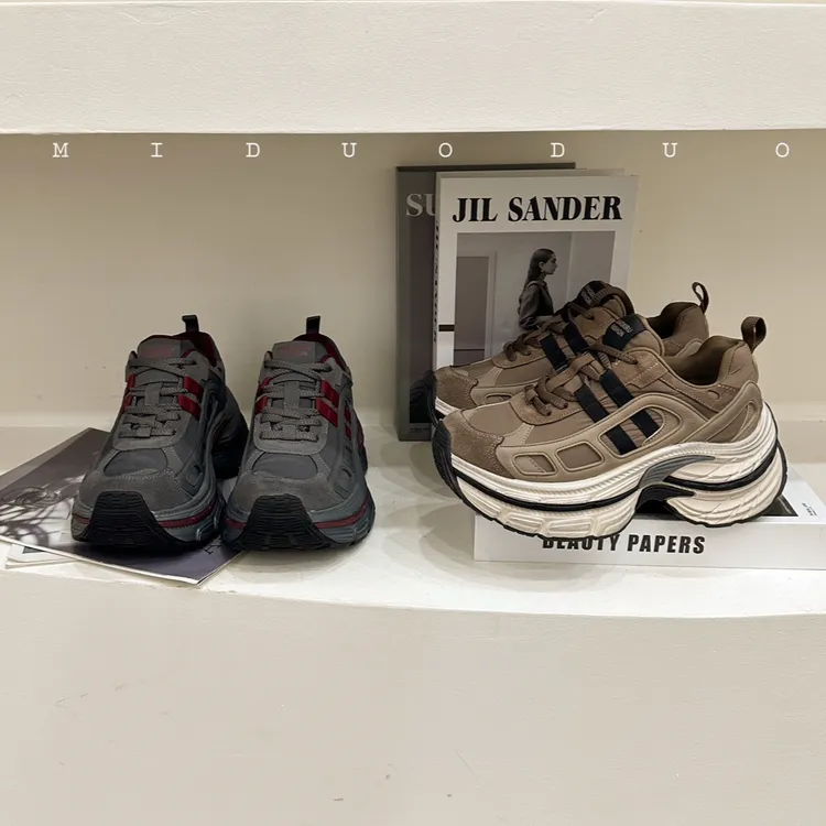 欧洲站复古老爹鞋女ins潮2024秋新款做旧擦色厚底增高运动休闲鞋