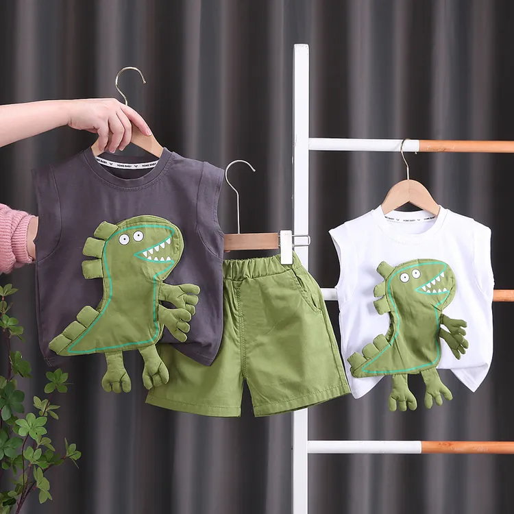 男童夏装套装潮酷痞帅2023新款洋气宝宝夏季酷儿童无袖衣服两件套