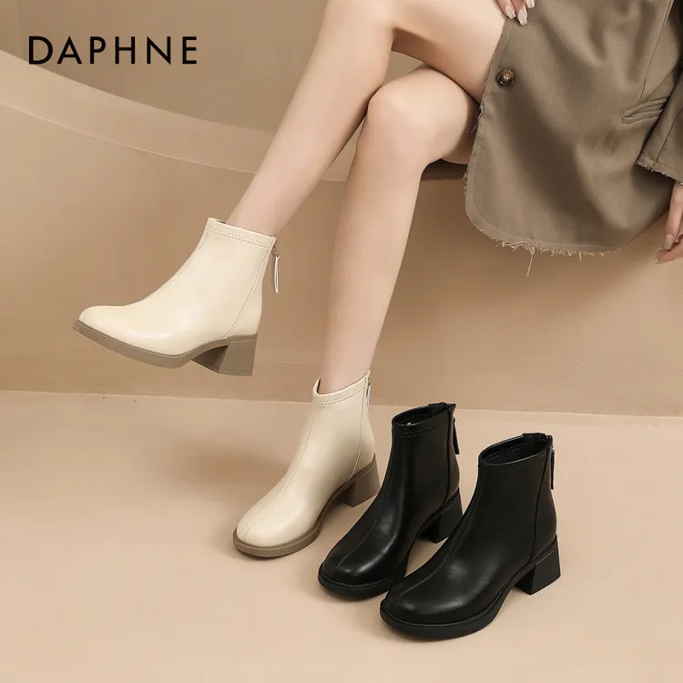Daphne/达芙妮2025冬季小短靴英伦风马丁靴加绒女靴洋气又时尚靴