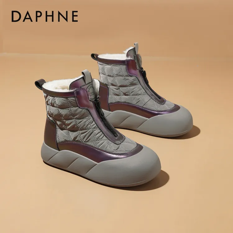 达芙妮厚底雪地靴女2025爆款冬加绒加厚东北保暖棉鞋耐磨防滑棉靴