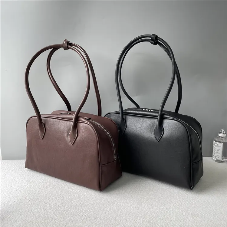 时尚复古风头层牛皮高级感植鞣牛皮腋下包百搭大容量欧美波士顿包