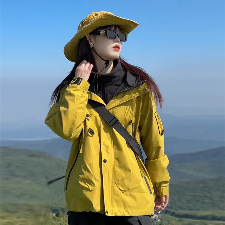 HFJY秋冬季外套男女同款2025新款三合一冲锋衣可拆卸加绒加厚内胆