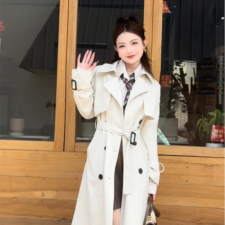 风衣外套女中长款2024春秋季新款高级感垂感英伦风小个子显瘦大衣