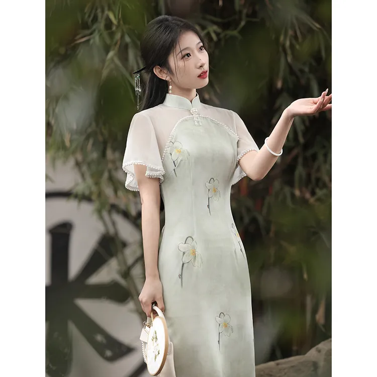 新中式旗袍改良年轻款2024新款复古民国风清新气质女平时可穿夏季
