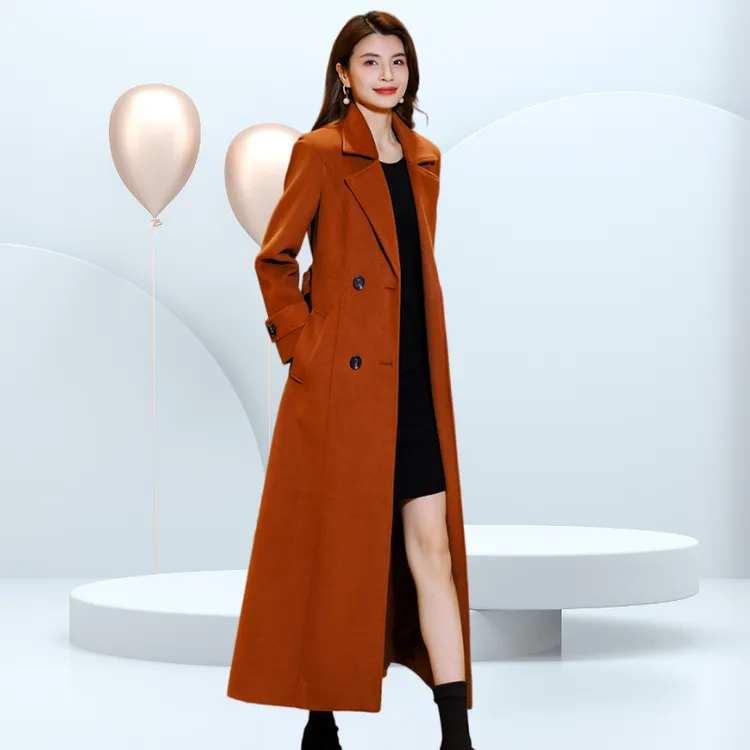 毛呢外套厚长款大衣女装秋冬新款气质修身显瘦大衣高级感呢子011