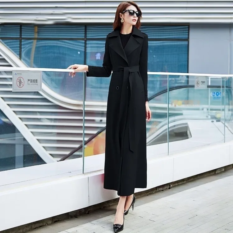风衣女长款2025春秋新款时尚潮显瘦修身女外套长款过膝高端气质