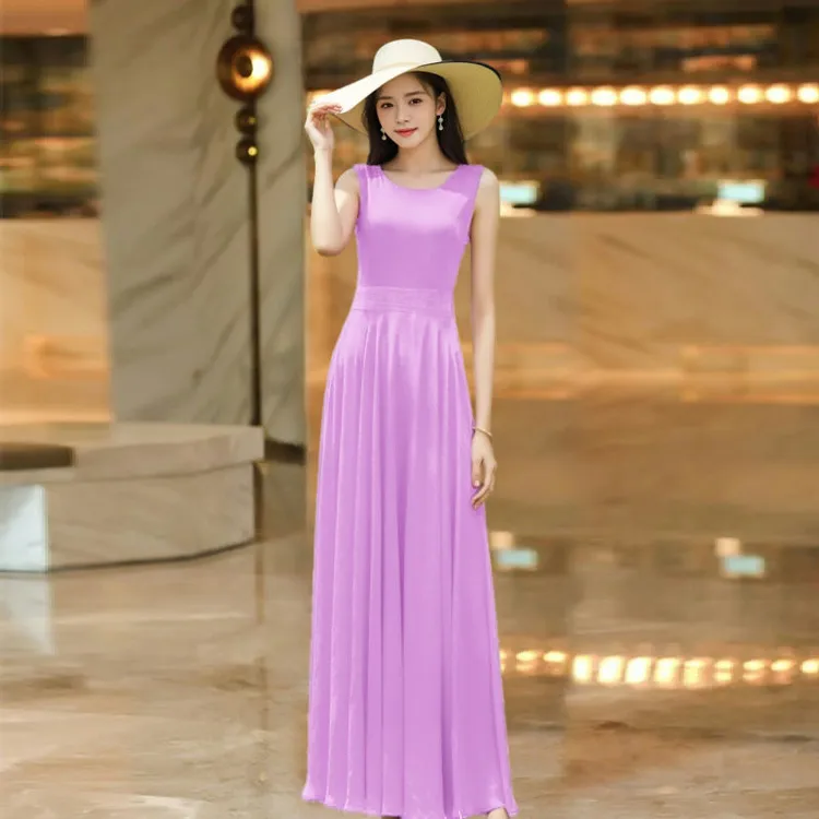 2025夏季浅紫色无袖连衣裙新款显瘦高级新中式时尚气质中国风长裙