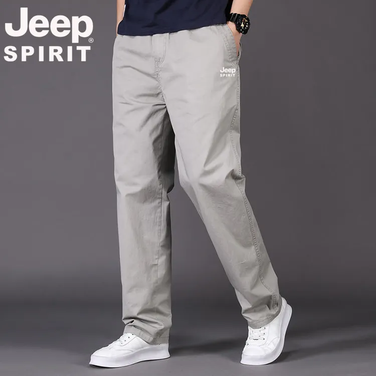 JEEPSPIRIT吉普休闲裤男夏季薄款宽松直筒裤透气百搭潮牌工装裤