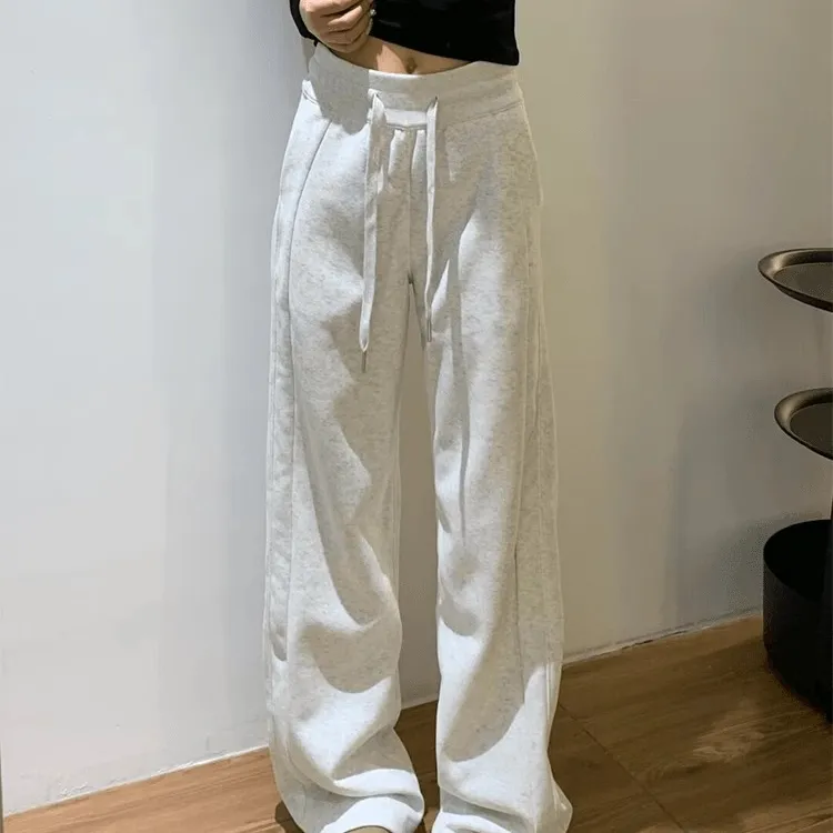 加绒阔腿运动裤女卫裤2025新款秋冬直筒窄版香蕉裤休闲裤高腰裤子