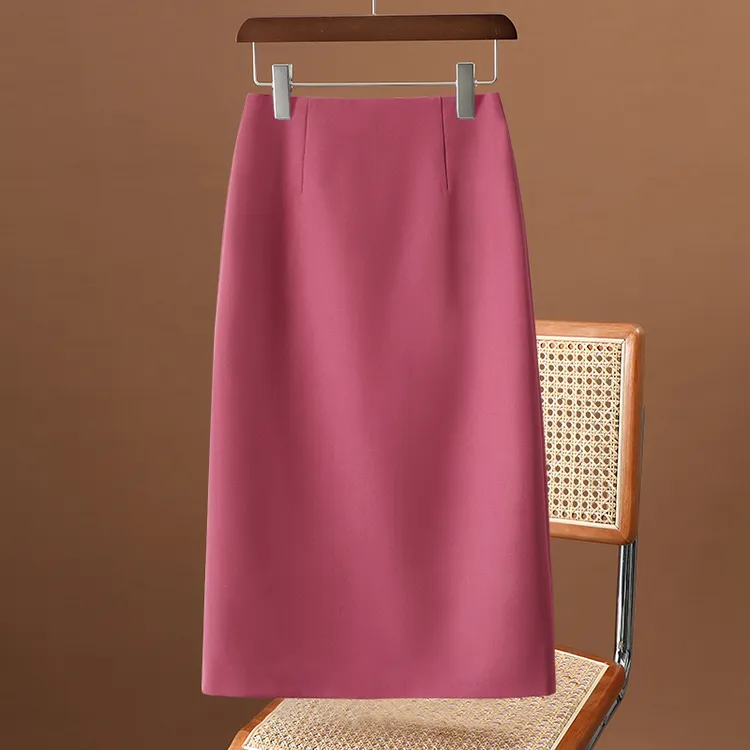树莓色西装裙a字半身裙女2025新款秋季高腰包臀裙职业气质中长裙